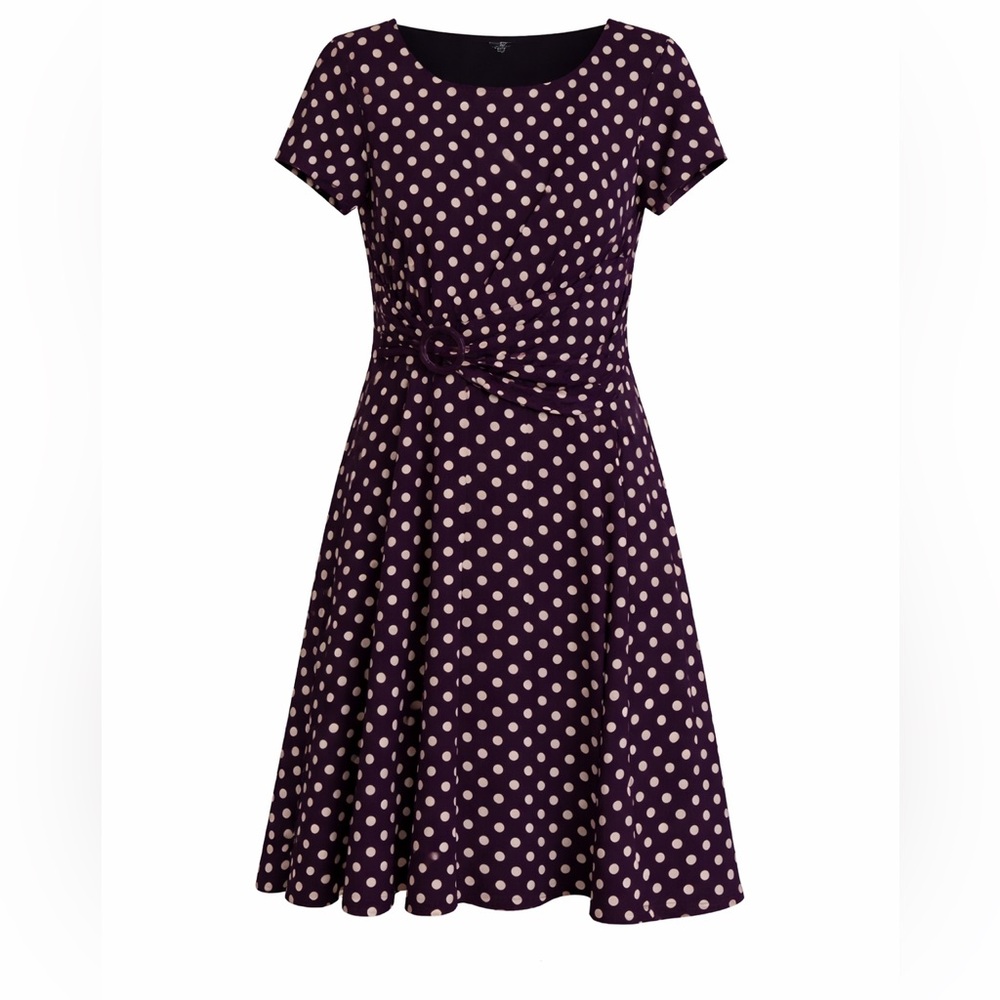 Perceptions Deep Purple Top with Cream Polka Dots